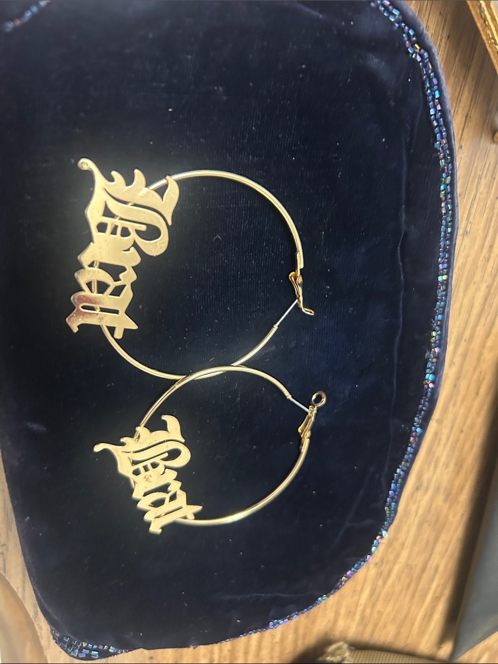 Gold Script Hoop Name Earrings - Women's Fashion Hoops